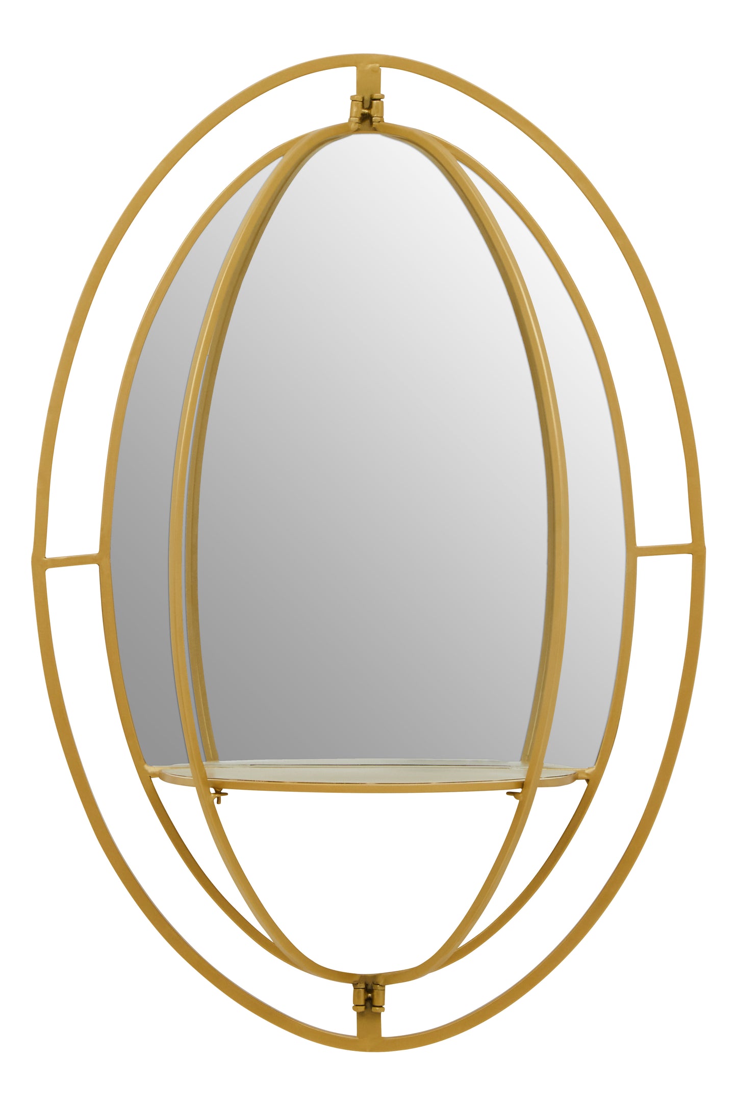 Avento Oval Shelved Gold Wall Mirror