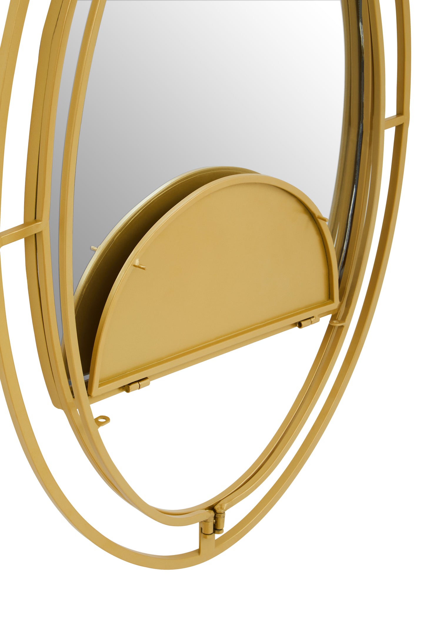 Avento Oval Shelved Gold Wall Mirror