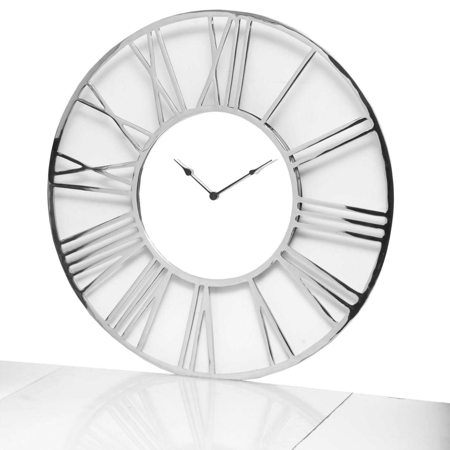 Medium Round 50cm Chrome Wall Clock