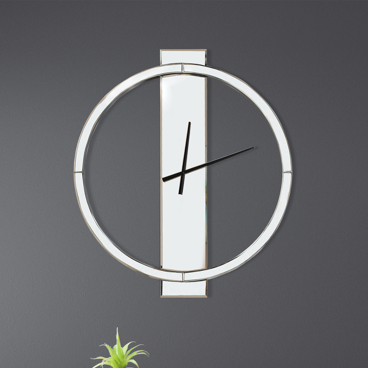 Medium Round 50cm Chrome Wall Clock