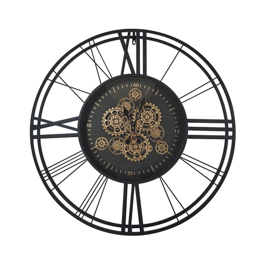 80cm Black and Gold Gears Wall Clock