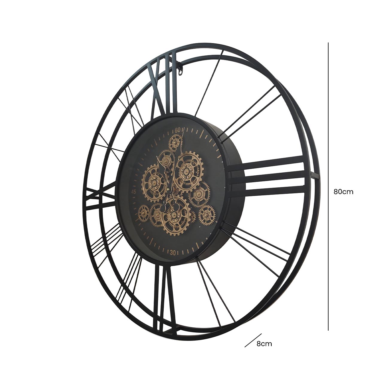 80cm Black and Gold Gears Wall Clock