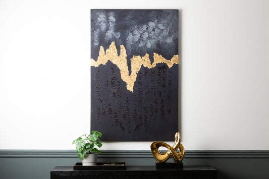 Large Black and Gold Abstract Canvas Wall Art