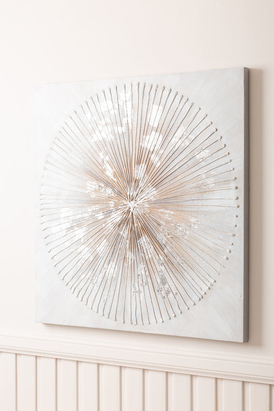 Silver And Gold Dandelion Canvas Wall Art