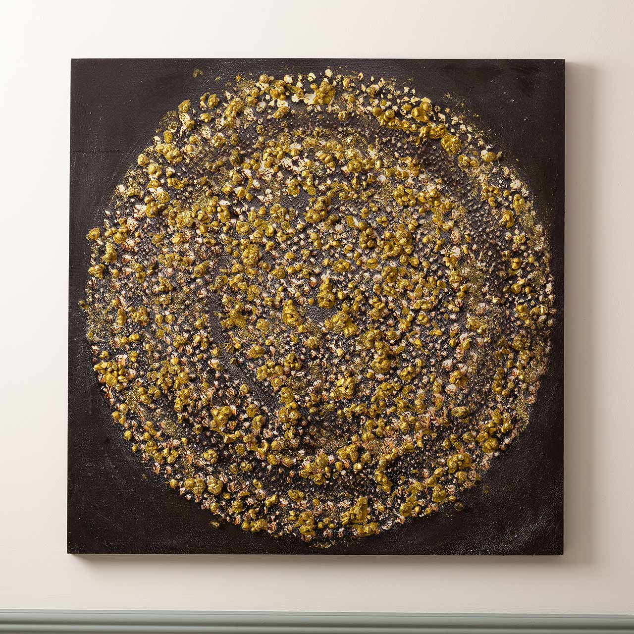 90x90 Black and Gold Spiral Abstract Canvas