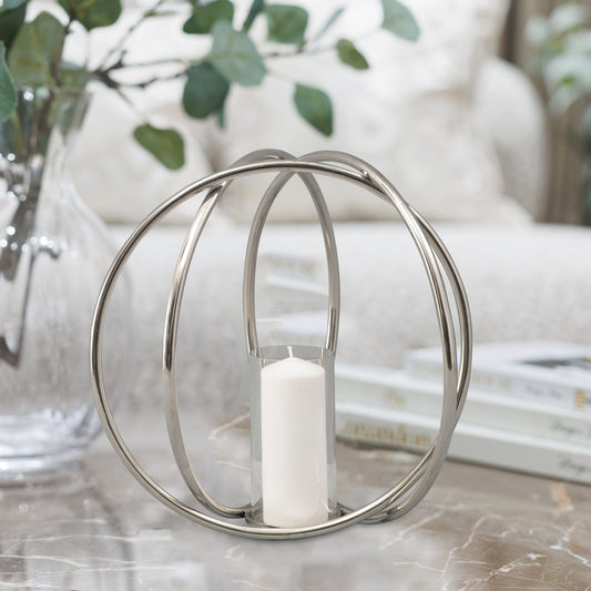 Aura Large Silver Finish Candle Holder