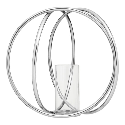 Aura Large Silver Finish Candle Holder