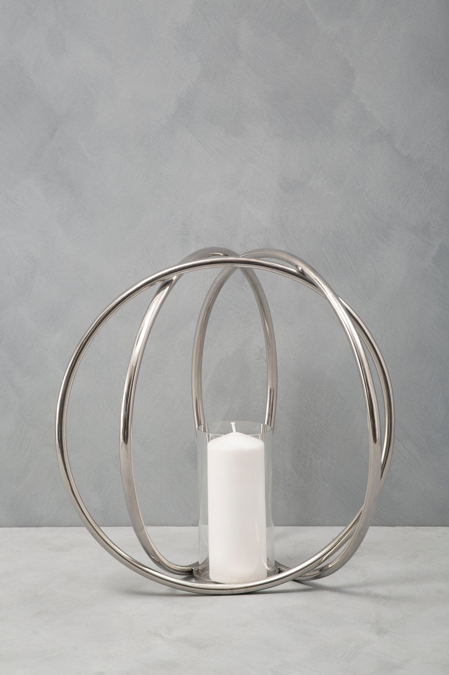 Aura Large Silver Finish Candle Holder