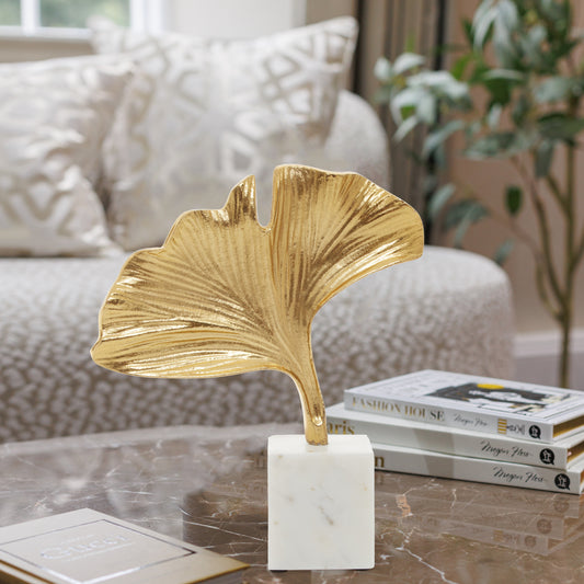 Mirano Gold Finish Ginkgo Sculpture