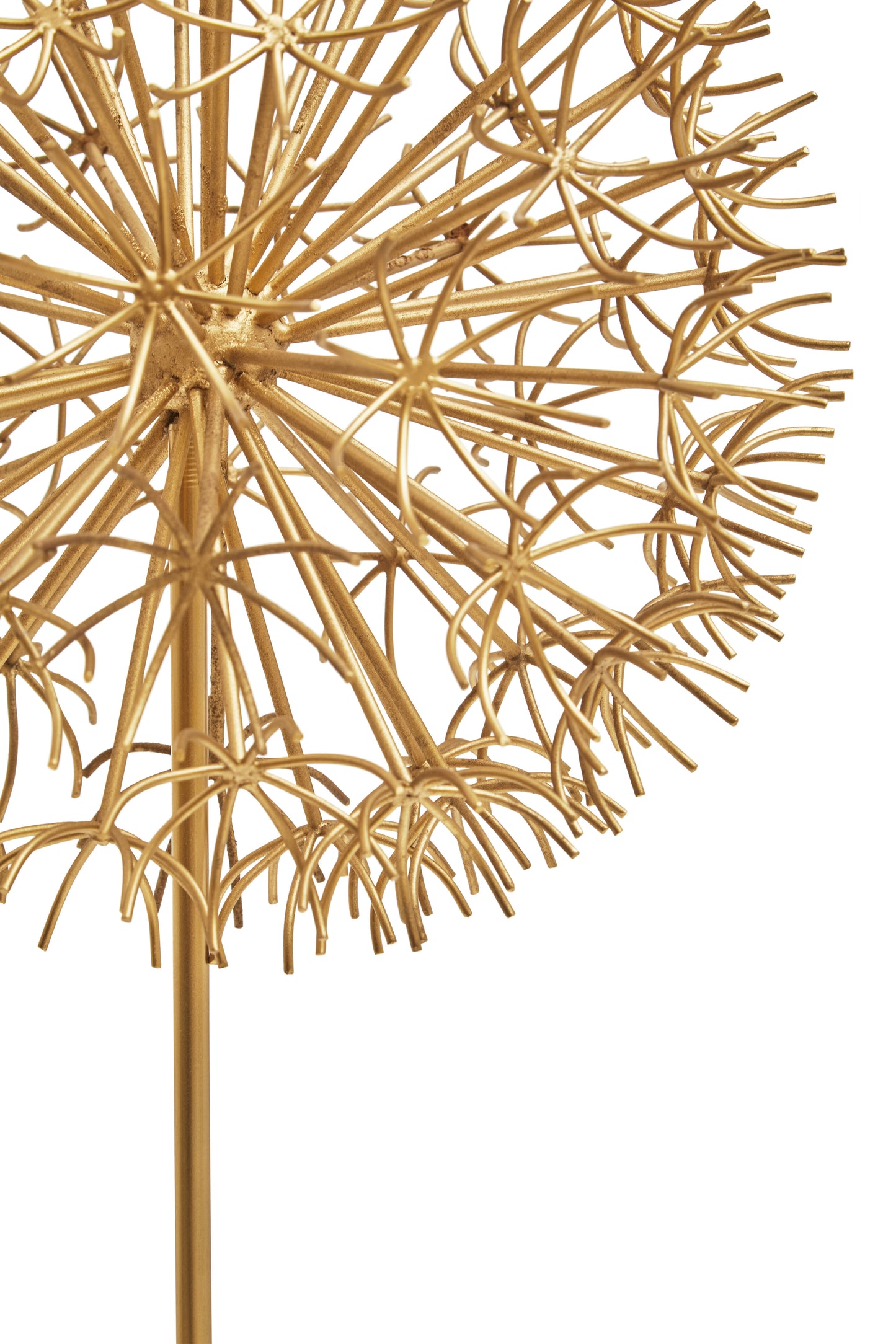 Evra Gold Dandelion Sculpture On White Marble Base