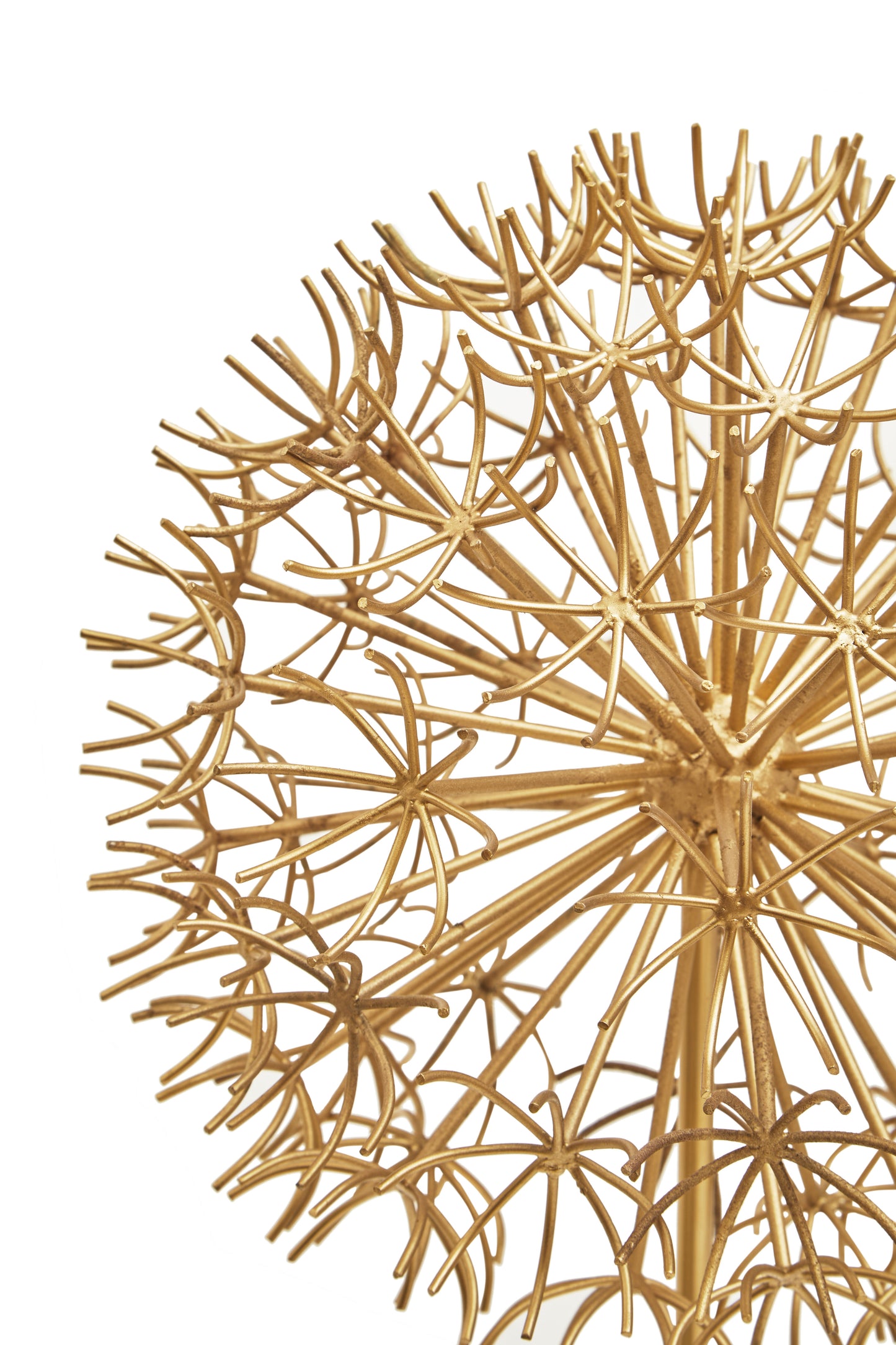 Evra Gold Dandelion Sculpture On White Marble Base