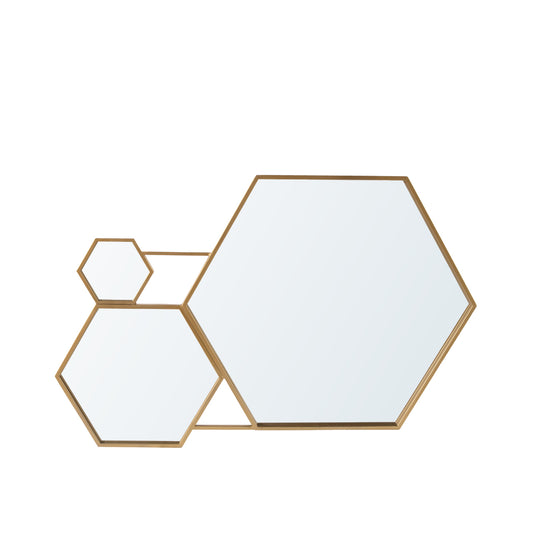 100cm Gold Hexagons with Fantastic Metal Frame Wall Mirror