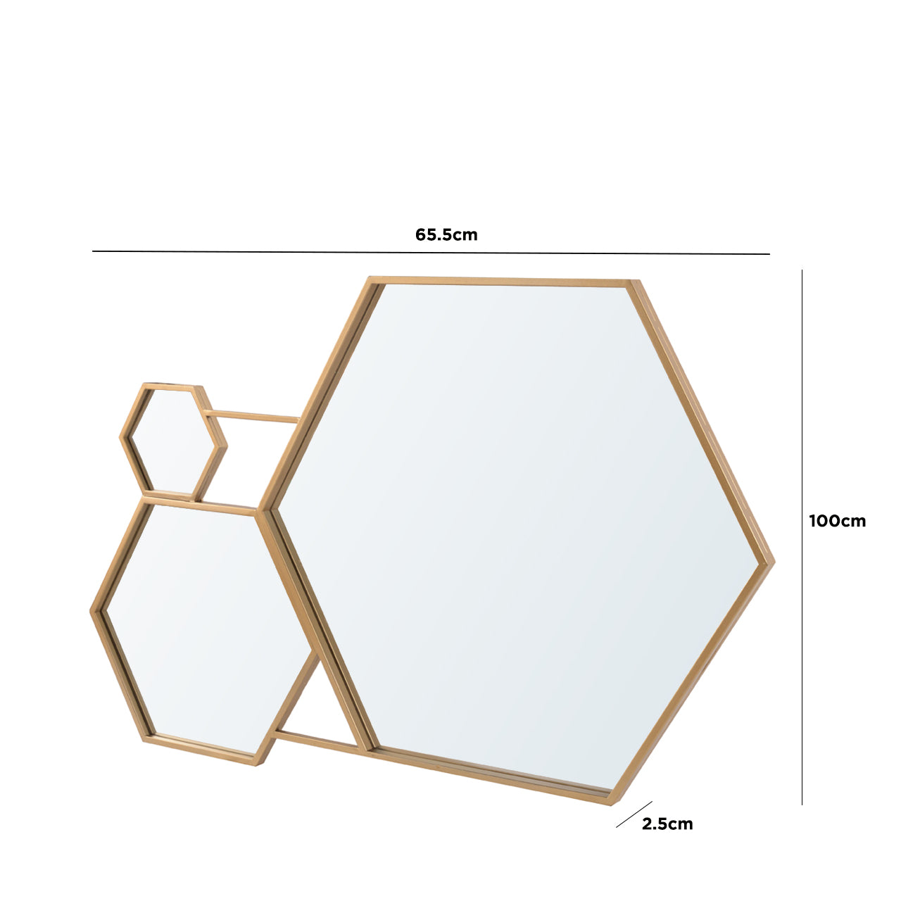 100cm Gold Hexagons with Fantastic Metal Frame Wall Mirror