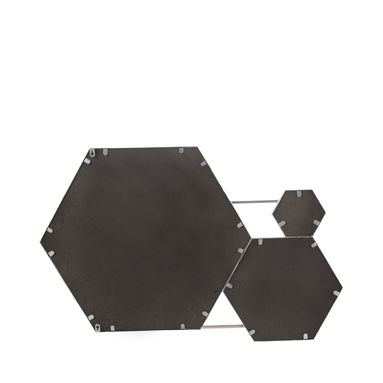 100cm Silver Hexagons with Fantastic Metal Frame Wall Mirror