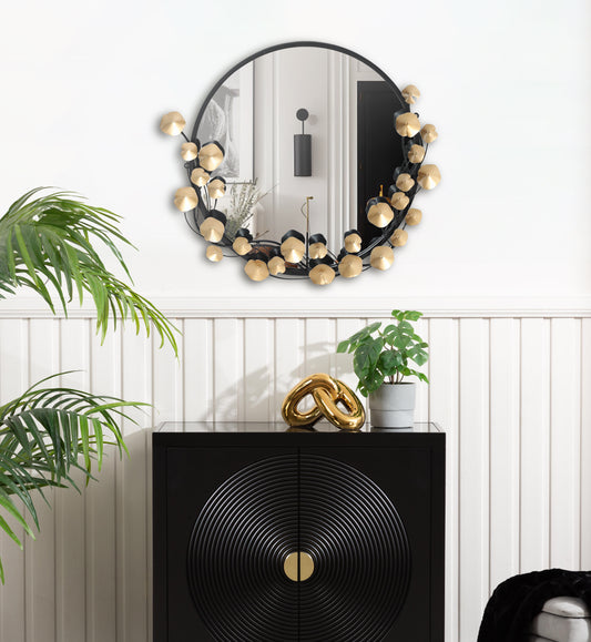 71.1cm Black and Gold Wall Mirror