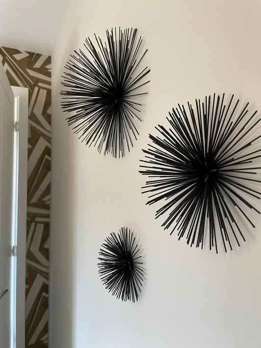 Mirano Set Of 3 Black Finish Starburst Wall Decor