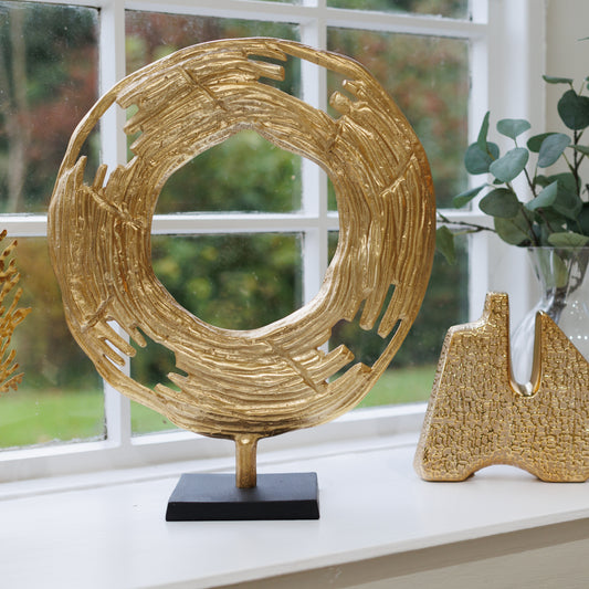 Gold Round Metal Sculpture