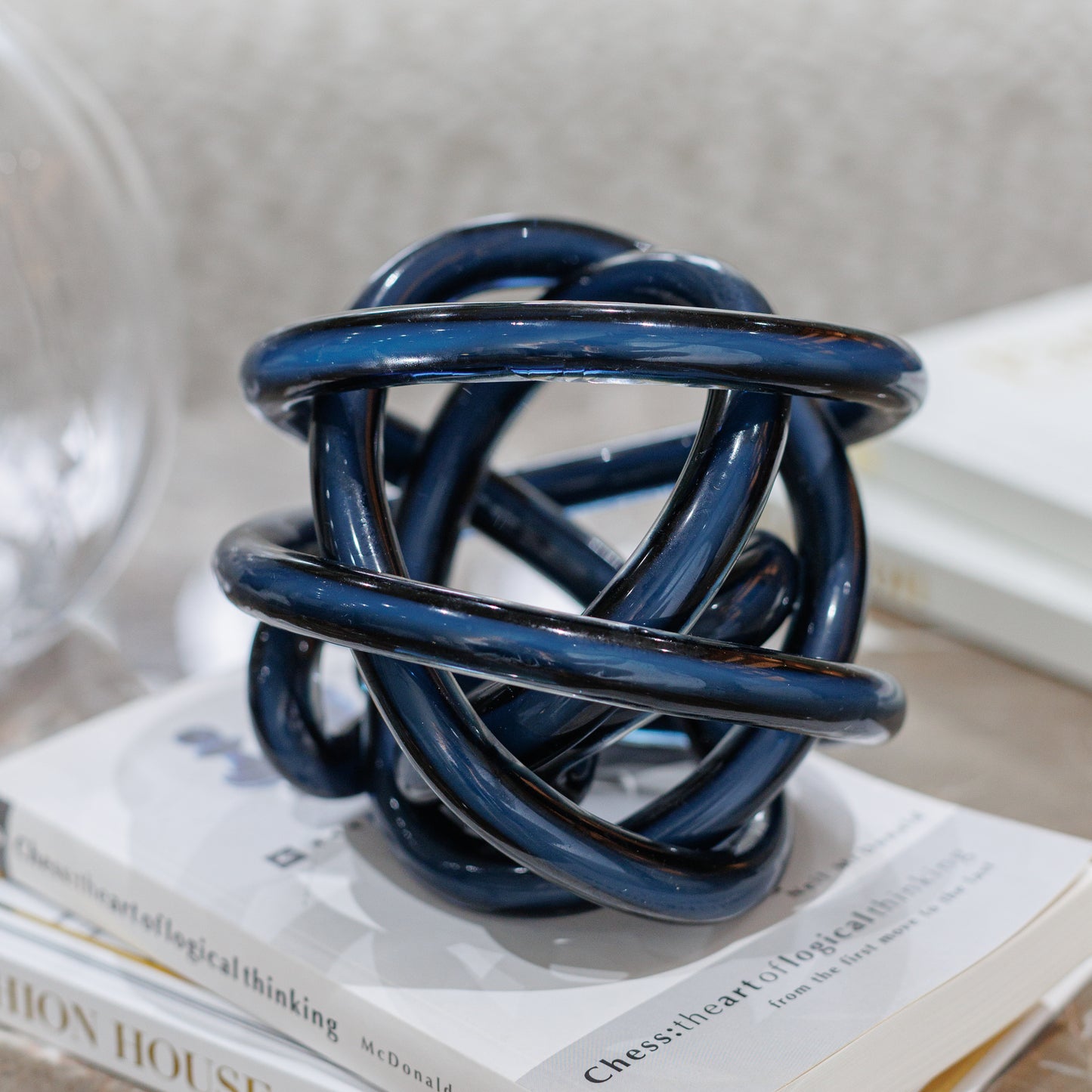 Hand Made Navy Blue Glass Knot Ornament