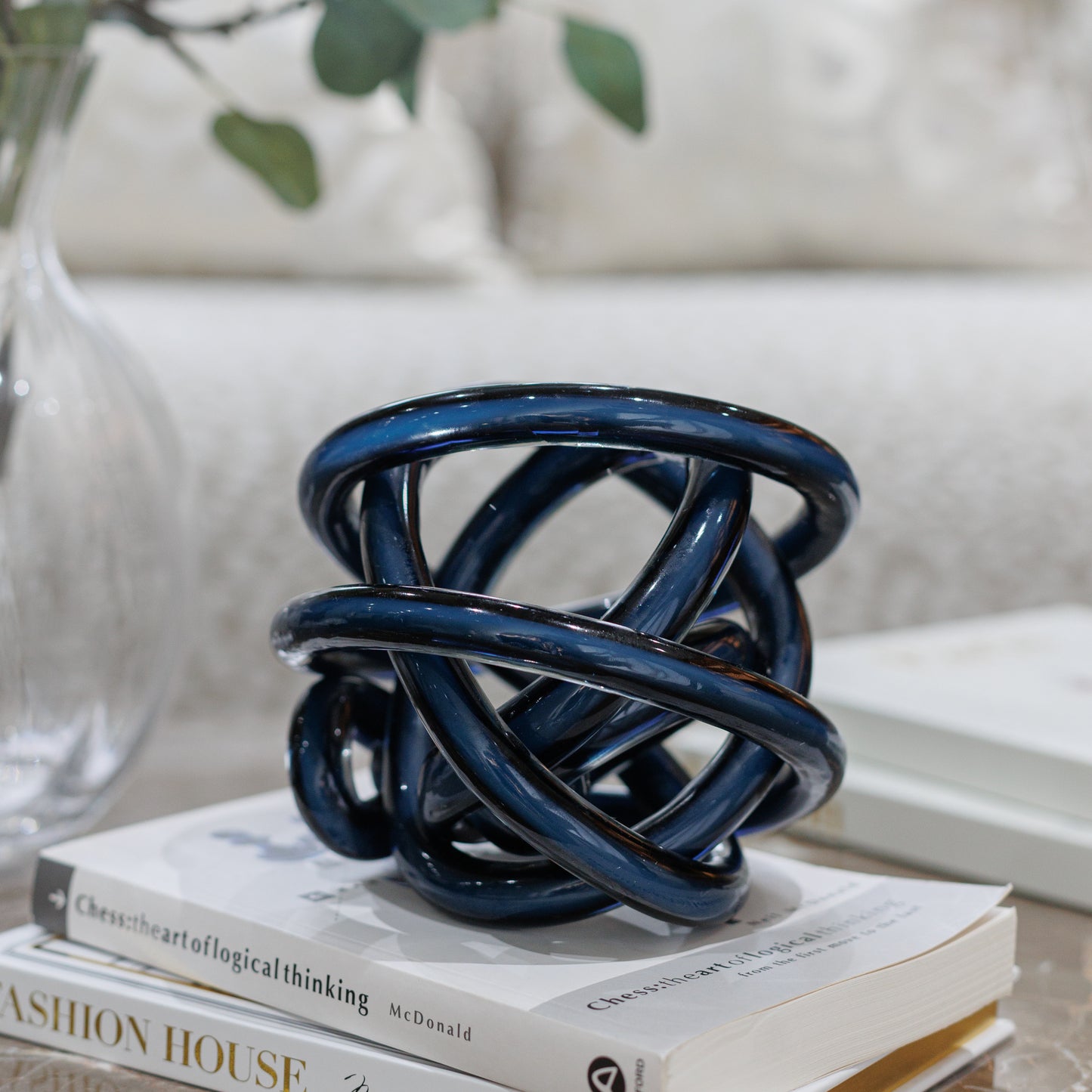 Hand Made Navy Blue Glass Knot Ornament