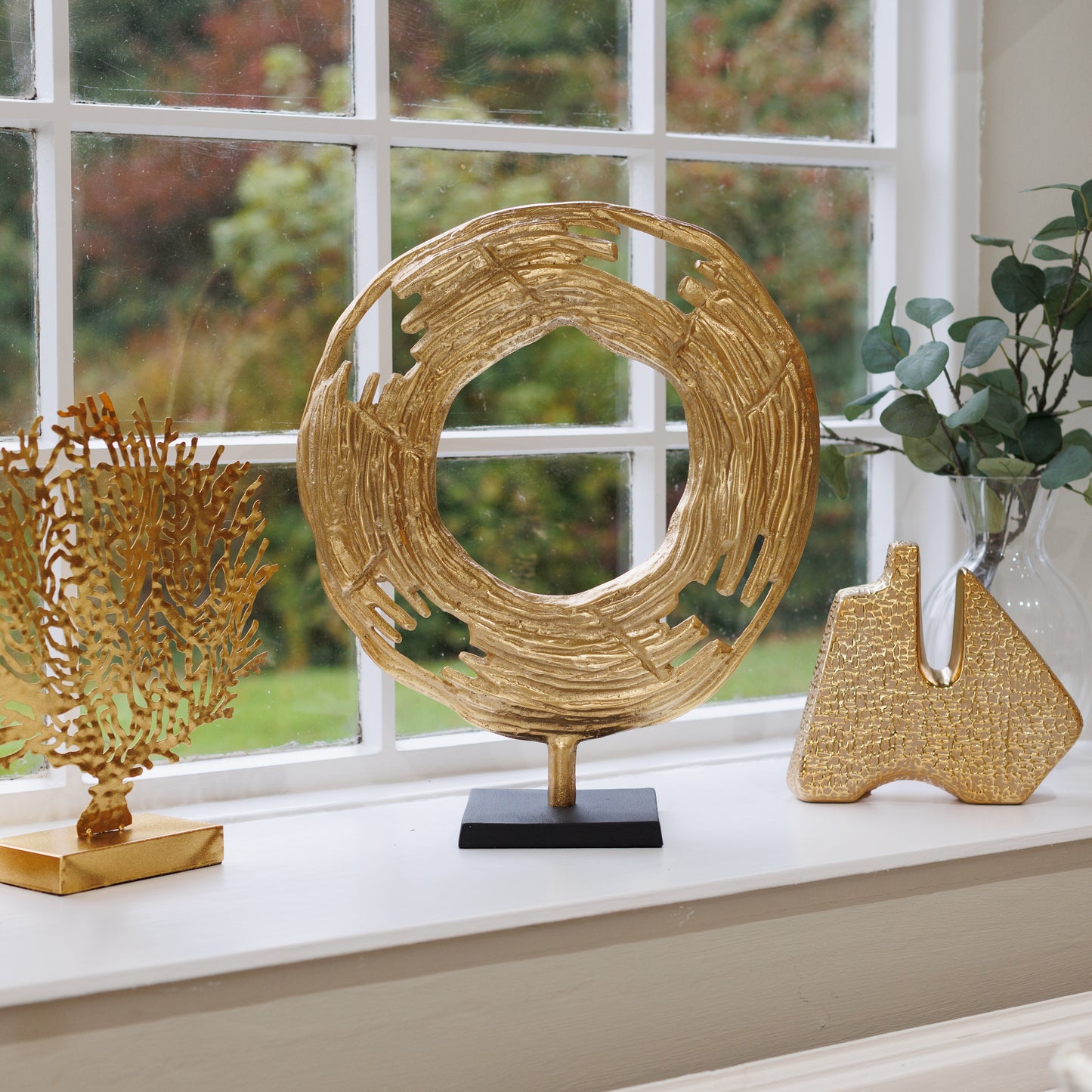 Gold Round Metal Sculpture