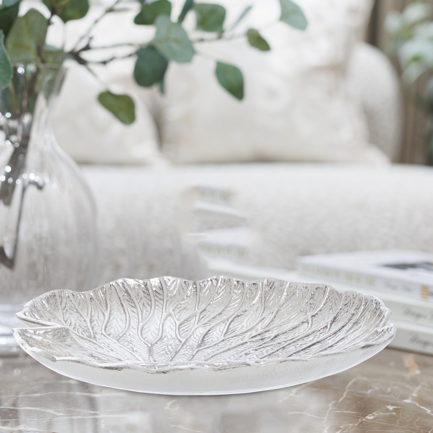 Salma Silver Finish Lotus Leaf Bowl