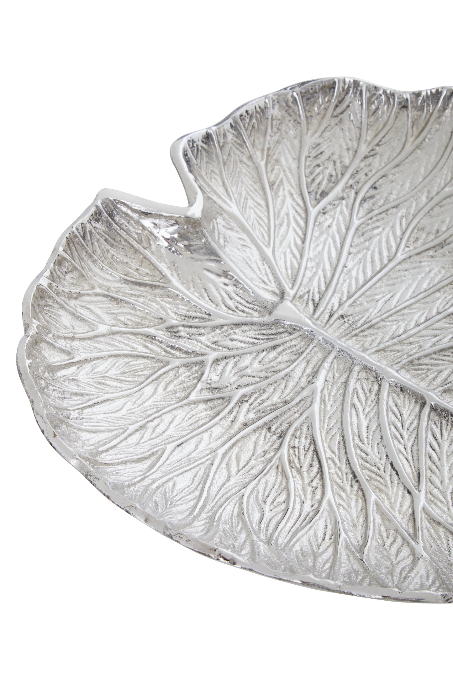 Salma Silver Finish Lotus Leaf Plate